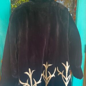 Black and cream beaver fur coat.